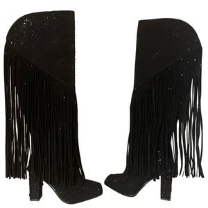 Jessica Simpson Asire Rhinestone Western Fringe Boots